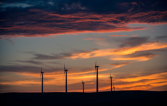 Sunset with Wind Turbines