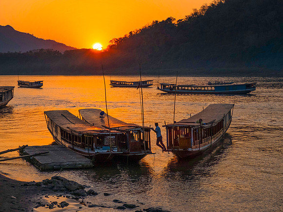 Sunset, Mekong River, Laos.