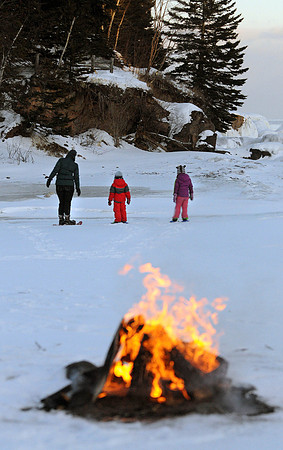 Winter bonfire Lake Superior