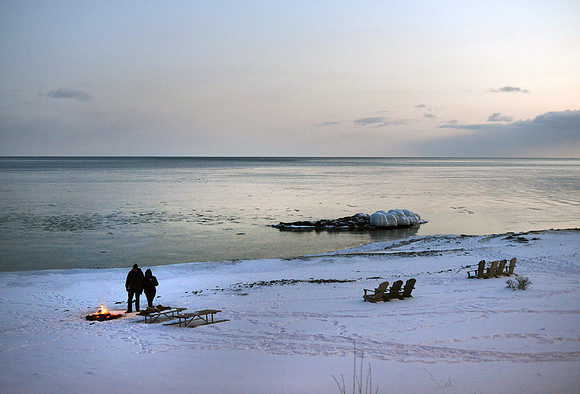 Winter fire, Lake Superior